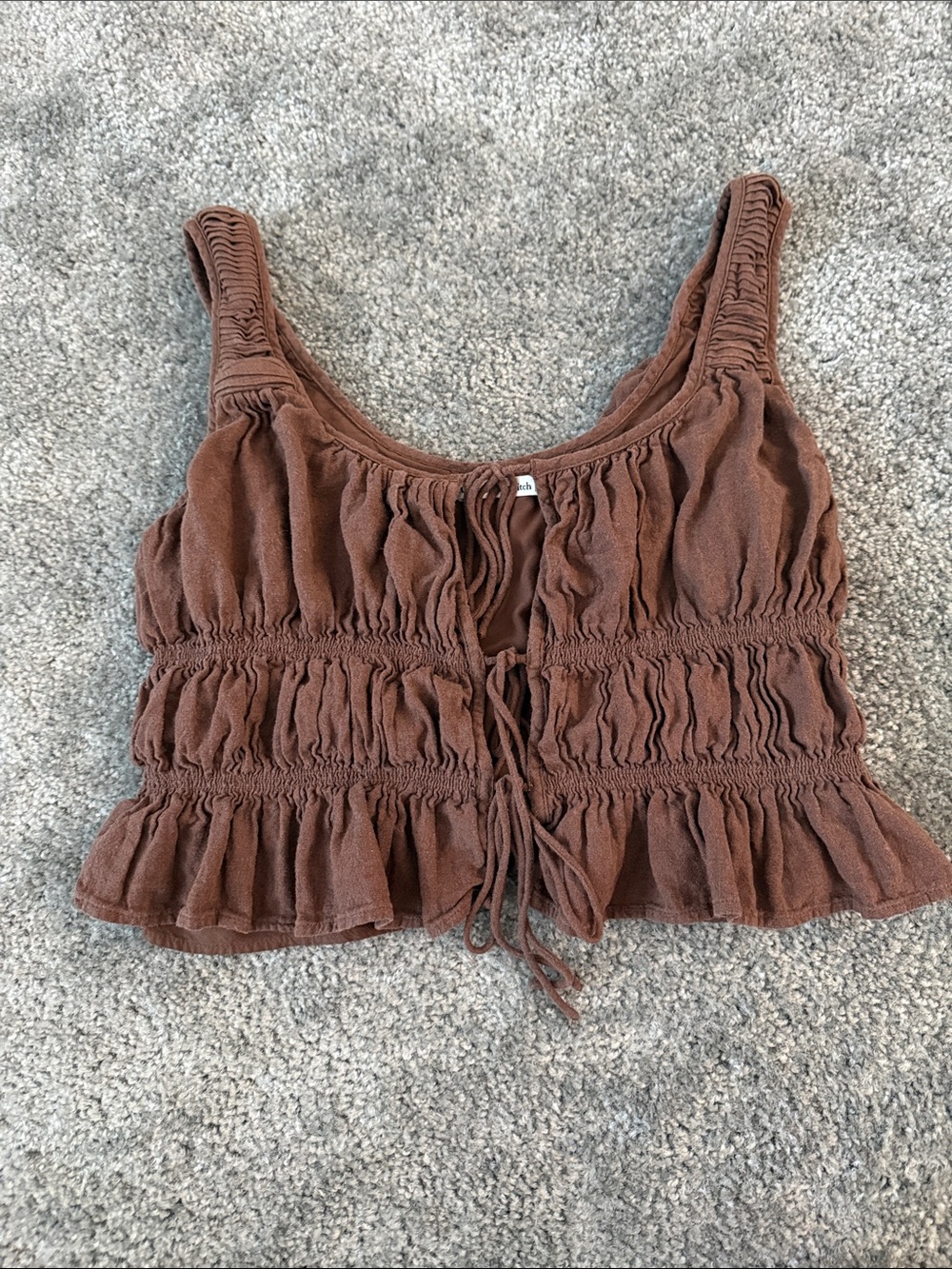 Abercrombie & Fitch Brown Smocked Tie-Front Tank